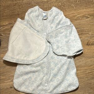 Soft White and Blue baby Halo Sleep Sack